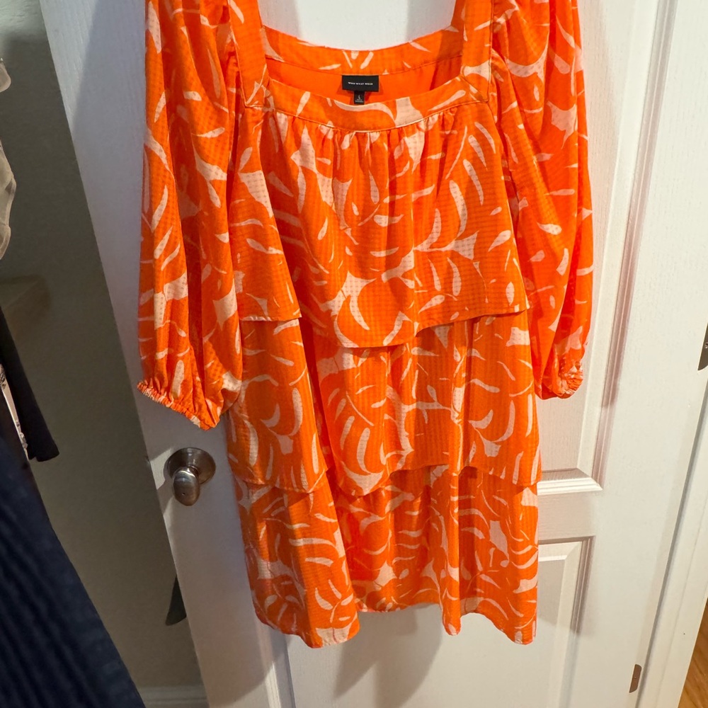 Who What Wear Orange Long Sleeve Dress